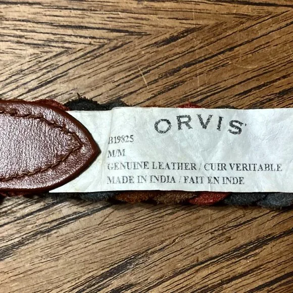Orvis Multi Colour Braided Leather Belt, Antique Brass Buckle - Size M - Picture 5 of 10